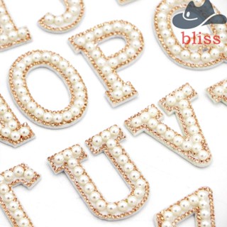 BLISS แผ่นแพทช์ ลายตัวอักษร สีทอง ประดับพลอยเทียม สําหรับเย็บปักถักร้อยเสื้อผ้า