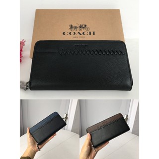 Accordion Wallet With Baseball Stitch F21369 แท้ COAC H กระเป๋าสตางค์ผู้ชายซิปยาวทอใหม่