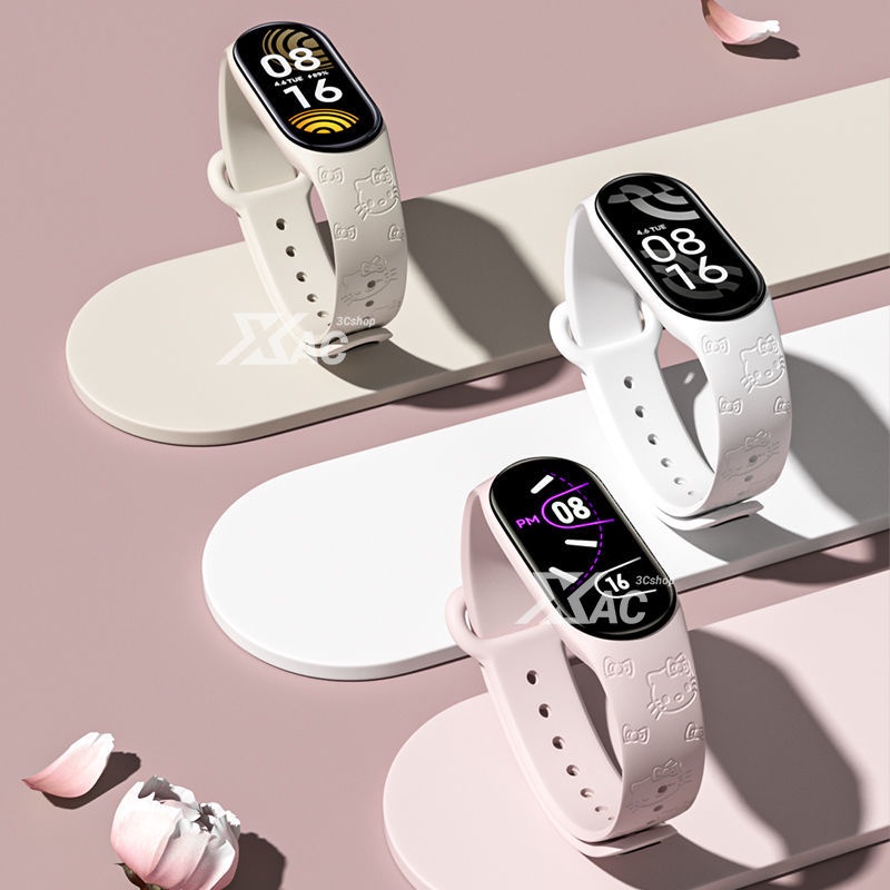 สําหรับ Xiaomi Mi Band 9 8 7 6 miband 6 สาย 3D เลเซอร์นูนเปลี่ยนสายรัดข้อมือสร้อยข้อมือซิลิโคนสําหรับ Xiaomi Band 8 สาย miband 6 miband 7 สาย ราคา ถูกที่สุด ดีลบีเคเค แกลเลอรีภาพที่ 8