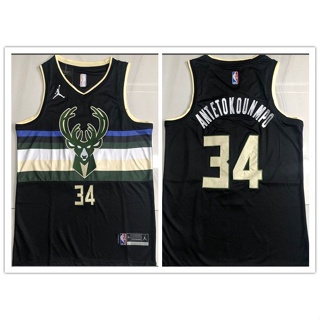 Nba Milwaukee Bucks No. ของแท้ ไม่ซ้ําใคร เสื้อกีฬาบาสเก็ตบอล Antetokounmpo สีดํา 34 ชิ้น 967786