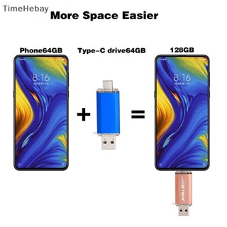 Timehebay ใหม่ แฟลชไดรฟ์ OTG 128GB 64GB USB Type C ความเร็วสูง 64GB 128GB 2 in 1 Type-C OTG USB EN