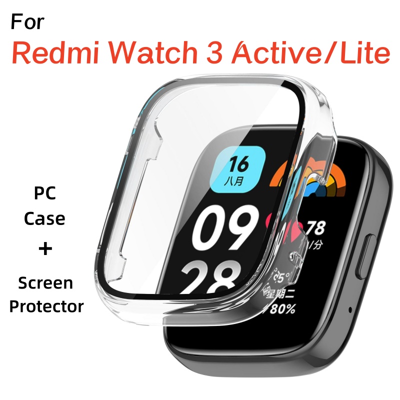 เคส + กระจก สําหรับ Xiaomi Redmi Watch 3 Active 3 Lite สมาร์ทวอทช์ กันชน PC แบบเต็ม ฝาครอบป้องกันหน้าจอ ฝาครอบบน Mi Watch 3 Active