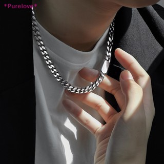 Purelove&gt; สร้อยคอ สร้อยข้อมือ จี้เหล็กไทเทเนียม สไตล์ฮิปฮอป เรียบง่าย น้ําหนักเบา เครื่องประดับโซ่ไหปลาร้ากว้าง ใหม่