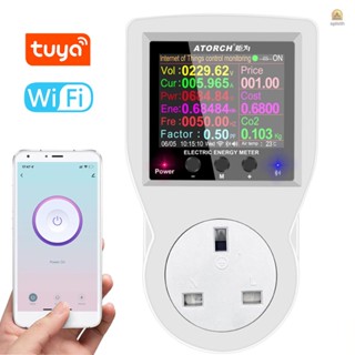 Tuya ปลั๊กไฟอัจฉริยะ Wifi หน้าจอสี 2.4 นิ้ว ควบคุมผ่านแอพโทรศัพท์มือถือ