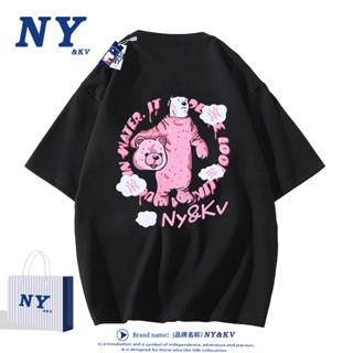 Nyzk เสื้อยืดแขนสั้น พิมพ์ลายการ์ตูนหมีน่ารัก แฟชั่นฤดูร้อน สําหรับเด็กผู้หญิง