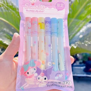 Kawaii Sanrio Anime Highlighter Hello Kitty Sweet Light Color Marker Pen Color Marker Pen Student with Painting Graffiti Pen Set  [ZXL]