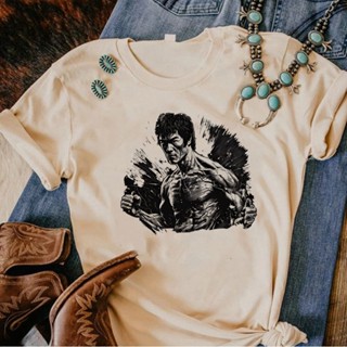 เสื้อท็อป ลายการ์ตูนมังงะ Bruce Lee สไตล์ญี่ปุ่น สําหรับผู้หญิง