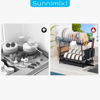 [Sunnimix1] ชั้นวางจาน พร้อมช่องระบายน้ํา 2 ชั้น สําหรับห้องครัว