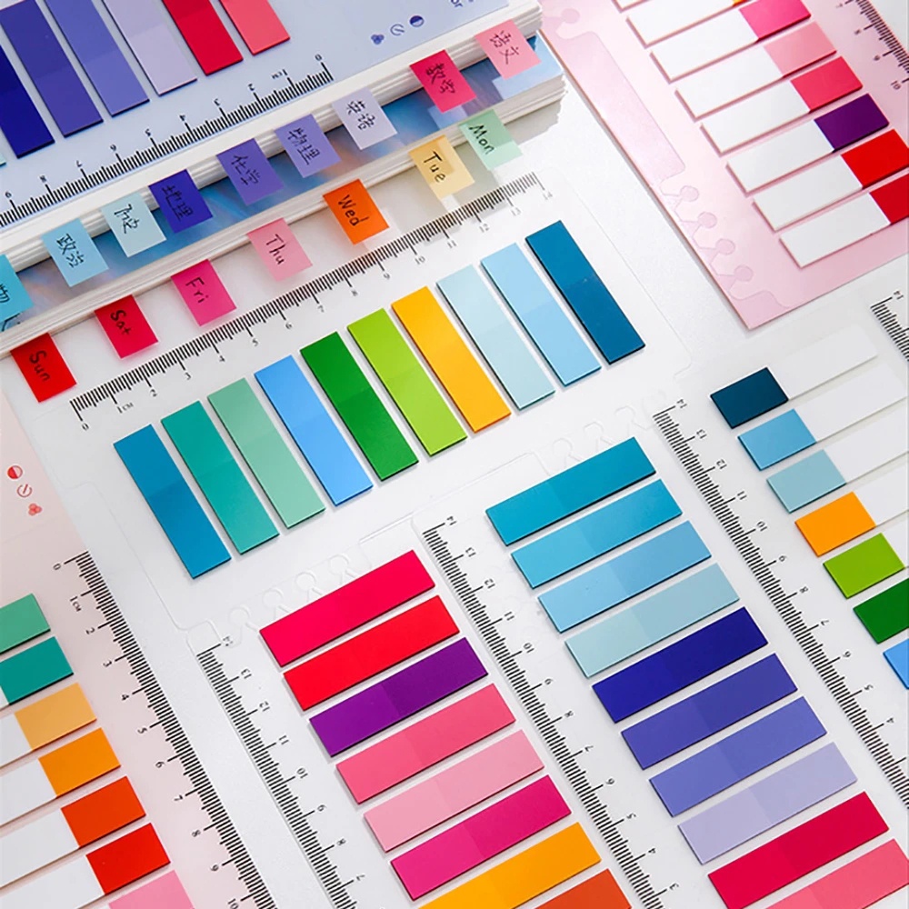 200 ชิ้น ที่มีสีสัน แถบดัชนีโปร่งใส พร้อมไม้บรรทัด / กระดาษโน้ต แบบมีกาวในตัว สําหรับนักเรียน / กระดาษโน้ต ใช้ซ้ําได้ จุดที่สําคัญ / แถบคั่นหนังสือ DIY อุปกรณ์สํานักงาน โรงเรียน