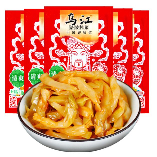 [ยกลัง80g x 100] หัวไชเท้าดอง จ้าช่ายจีน เครื่องเคียงอาหารจีน pickle mustard 乌江 涪陵榨菜鲜脆菜丝