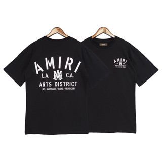 เสื้อยืดแขนสั้นลําลอง ผ้าฝ้ายแท้ พิมพ์ลายกราฟฟิติ Amiri Amiri ทรงหลวม สไตล์ยุโรป และอเมริกา แนวสตรีท สําหรับผู้ชาย และผู้หญิง