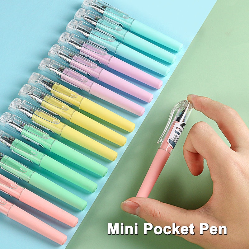 ปากกาลูกลื่นคาร์บอน แบบสั้น ขนาดเล็ก 0.5 มม. แบบพกพา สีดํา สําหรับสํานักงาน จํานวน 20 ชิ้น