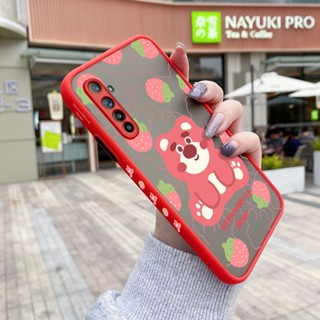 สําหรับ Realme 6 6s Narzo 6 Pro เคส การ์ตูน สตรอเบอร์รี่ หมี กันกระแทก เคสโทรศัพท์แข็ง ขอบสี่เหลี่ยม รูปแบบ ซิลิโคนนิ่ม เคสป้องกัน