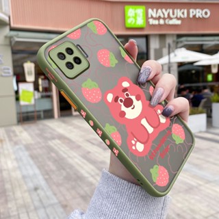 เคสซิลิโคนนิ่ม ขอบสี่เหลี่ยม ลายการ์ตูนหมี สตรอเบอร์รี่ กันกระแทก สําหรับ OPPO A73 2020 4G F17