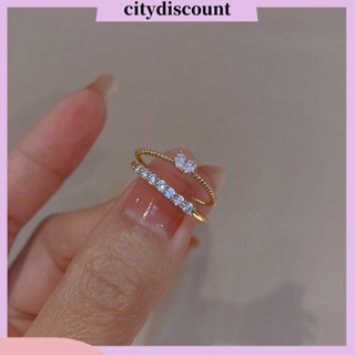 &lt;citydiscount&gt; แหวนนิ้วมือ รูปหัวใจ ประดับพลอยเทียม สีทอง หรูหรา สไตล์มินิมอล แฟชั่นสําหรับผู้หญิง