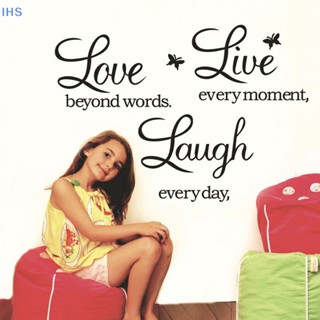 [IHS] Live LAUGH LOVE สติกเกอร์ไวนิล ลายผีเสื้อ ลอกออกได้ สําหรับติดตกแต่งผนังบ้าน