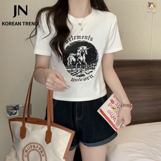 JN Studio  เสื้อยืด ครอป เสื้อยืดผู้หญิง สไตล์เกาหลี  Chic สวยงาม รุ่นใหม่ Trendy A99J0SC 36Z230909