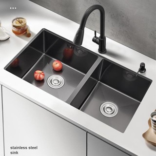 Nano Sink Bowl 304 ห้องครัวสแตนเลสสตีลสองชามเดี่ยวอ่าง