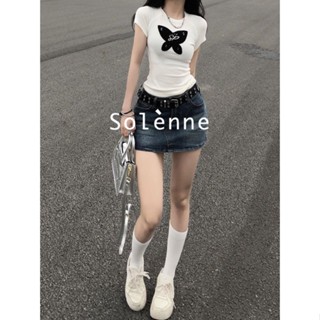 Solenne  เสื้อครอป เสื้อยืดผู้หญิง ครอป baby tee สาวเรโทร 2023 NEW Style Beautiful Unique Comfortable ทันสมัย A29J1Q9 36Z230909