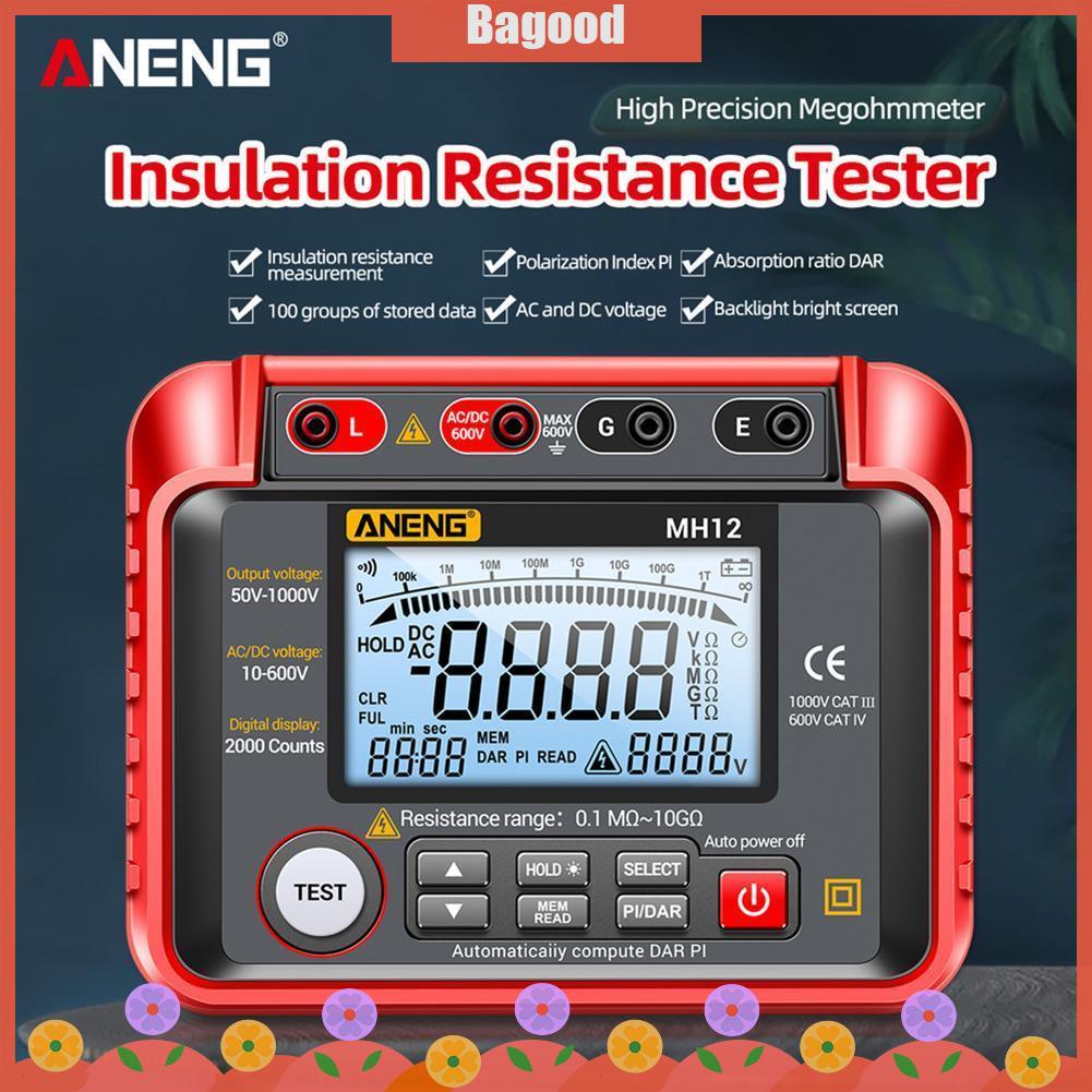 ♪Bagood♪In Stock  Digital Megohmmeter Insulation Resistance Meter Ohm Voltage Tester Digital Meter Power Energy Tools Supplies