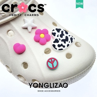 Jibbitz crocs charms หัวเข็มขัด รูปดาวห้าแฉก ดอกไม้ อุปกรณ์เสริม สําหรับตกแต่งรองเท้า Diy 2023