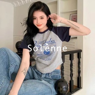 Solenne  เสื้อครอป เสื้อยืดผู้หญิง ครอป baby tee สาวเรโทร 2023 NEW Style ทันสมัย ทันสมัย รุ่นใหม่ ทันสมัย A29J1AJ 36Z230909