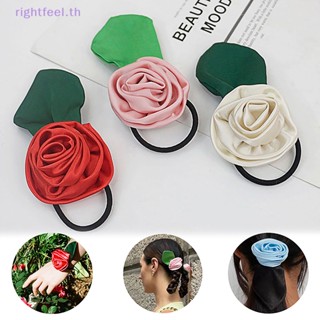 Rightfeel.th Sa Scrunchies ยางรัดผม แบบยืดหยุ่น ลายดอกกุหลาบ สไตล์เกาหลี โรแมนติก ของขวัญสําหรับผู้หญิง