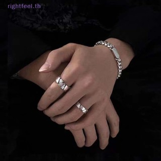 Rightfeel.th แหวน รูปหัวใจ ปรับได้ สไตล์พังก์ ฮิปฮอป ร็อค เครื่องประดับ ของขวัญ สําหรับผู้ชาย ผู้หญิง คู่รัก ปาร์ตี้