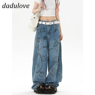 DaDulove💕 New American Ins High Street Graffiti Printed Jeans Niche High Waist Wide Leg Pants Large Size Trousers