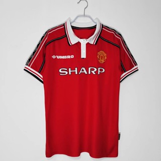 เสื้อกีฬาแขนสั้น ลายทีมชาติฟุตบอล Manchester United 1998/99 ชุดเหย้า สไตล์วินเทจ