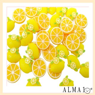 ALMA จี้เรซิ่น รูปผลไม้ มะนาว ด้านหลังแบน สําหรับตกแต่งสมุดภาพ DIY 30 60 ชิ้น