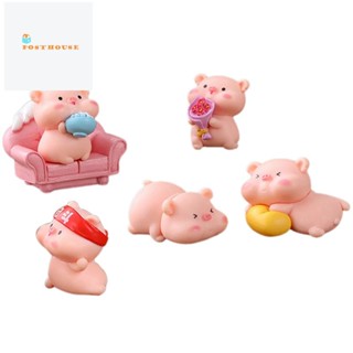 ฟิกเกอร์หมูจิ๋ว สีชมพู งานฝีมือ สําหรับตกแต่งบ้าน สวน DIY 6 ชิ้น