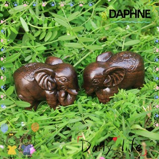 Daphne รูปปั้นช้างไม้ธรรมชาติ ขนาดเล็ก สําหรับตกแต่งบ้าน ภูมิทัศน์ 1/2 ชิ้น