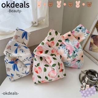 Okdeals กระเป๋าถือ ผ้าไนล่อน ลายดอกไม้ น้ําหนักเบา ขนาดเล็ก พกพาง่าย สําหรับผู้หญิง