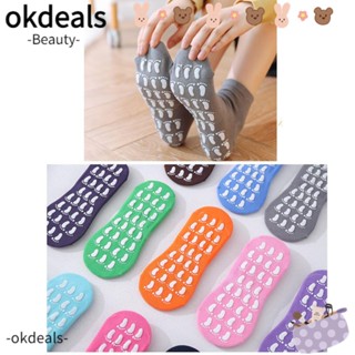 Okdeals ถุงเท้ากีฬา ผ้ากํามะหยี่ แบบหนา แบบนิ่ม กันลื่น สําหรับเล่นโยคะ ในบ้าน