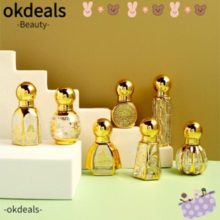 OKDEALS ขวดแก้วเปล่า สําหรับใส่น้ําหอม เครื่องสําอาง สีทอง