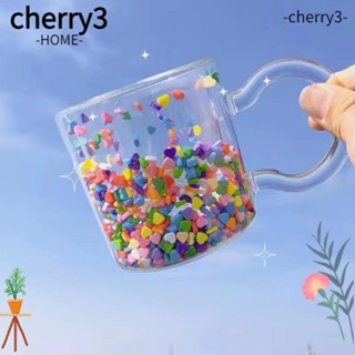 Cherry3 แก้วกาแฟ นม ชา มีทรายไหล รูปหัวใจ