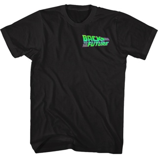 พิมพ์ลาย Neon Logo Back To The Future T-Shirt สไตล์เกาหลี เข้ารูป เสื้อคู่วินเทจ