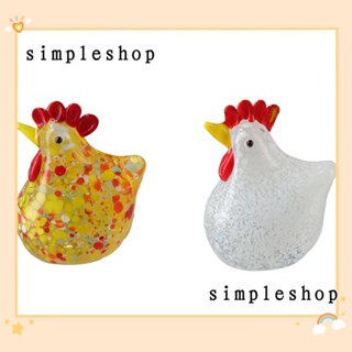 Simple ตุ๊กตาไก่แก้ว ขนาดเล็ก สีขาว และสี สําหรับตกแต่งบ้าน 2 ชิ้น