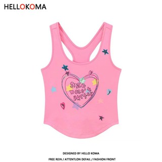 [พร้อมส่ง] Hello KOMA เสื้อกั๊กแขนกุด พิมพ์ลายตัวอักษร สําหรับผู้หญิง W4R4