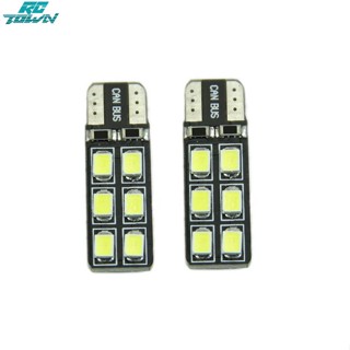 Rctown อะไหล่หลอดไฟ Led T10 W5w กว้าง 2835-12smd 1 คู่