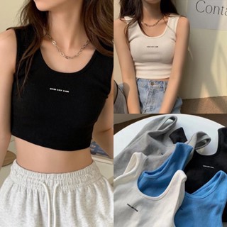เสื้อกล้าม สายฝอ สายเดี่ยวสกรีนลาย ครอป แฟชั่นผู้หญิง เซ็กซี่