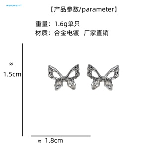 Angeyong ต่างหูสตั๊ด รูปผีเสื้อ ประดับเพทาย กลวง หรูหรา เครื่องประดับ สําหรับทุกโอกาส