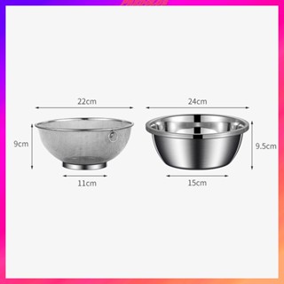 [Predolo2] กระชอนสเตนเลส พร้อมชามผสม สําหรับกรองเส้นพาสต้า สปาเก็ตตี้ ข้าวสาร