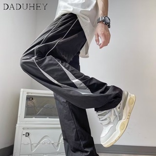 DaDuHey🔥 Mens American-Style Retro High Street Ins Fashionable Loose Sweatpants Jogger Pants 2023 New Summer High Waist Straight All-Matching Casual Pants