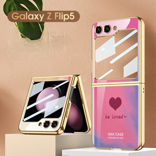 เคสโทรศัพท์มือถือแบบใส หน้าจอพับได้ ลายหัวใจ สําหรับ Samsung Galaxy Flip5 Zflip5