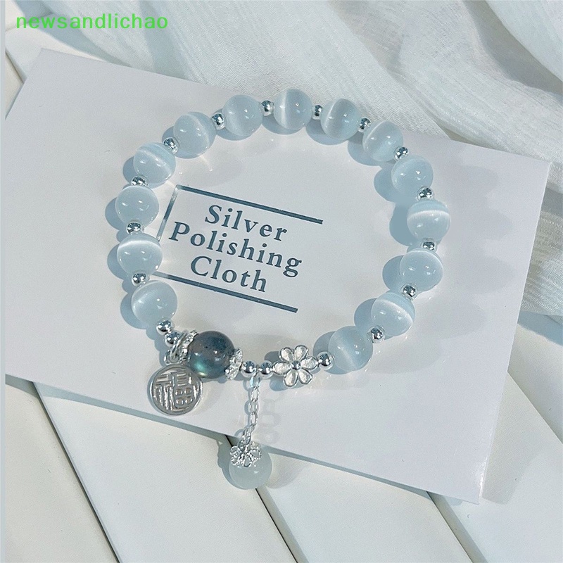 Newsandlichao สร้อยข้อมือลูกปัดคริสตัลโอปอลเทียม เบา ยืดหยุ่น เรียบง่าย เครื่องประดับแฟชั่น สําหรับผู้หญิง