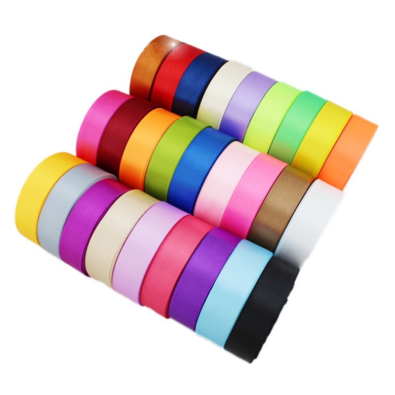 (25หลา/ม้วน) 1"(25มม.) ริบบิ้นซาตินหน้าเดียวทําด้วยมืองานฝีมือ ทําเอง บรรจุภัณฑ์ริบบิ้นคริสต์มาสตกแต่ง