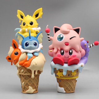 ฟิกเกอร์ Pvc อนิเมะปิกาจู ไอศกรีม Pokemon Eevee Jigglypuff Kirby