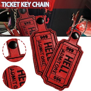 Ticket to Hell Admit One 666 Key Chain Leather Keychain Key Ring Decorations